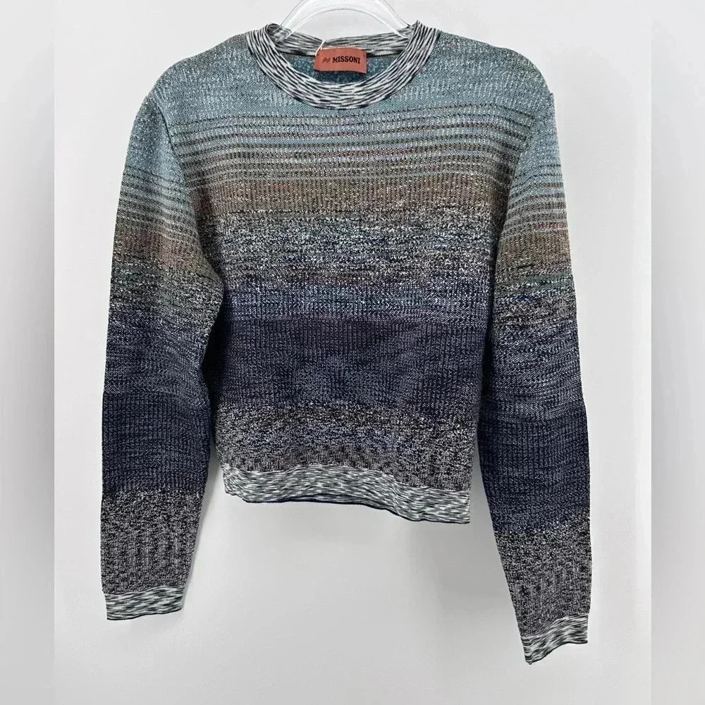 NWT Missoni Gradient Wool Thick Knit Multicolor Sweater Luxury Size M